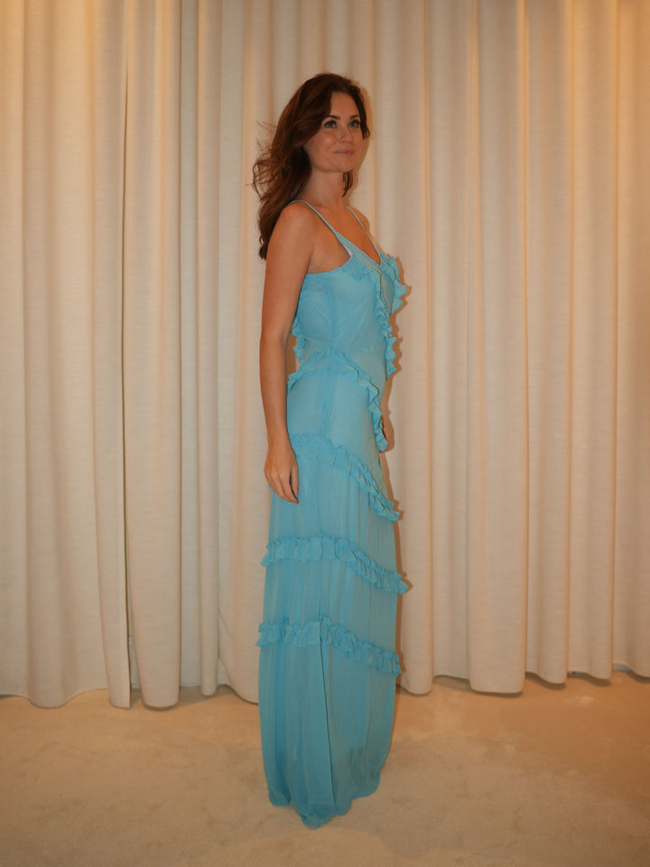 Rie maxi flæse kjole - Blå