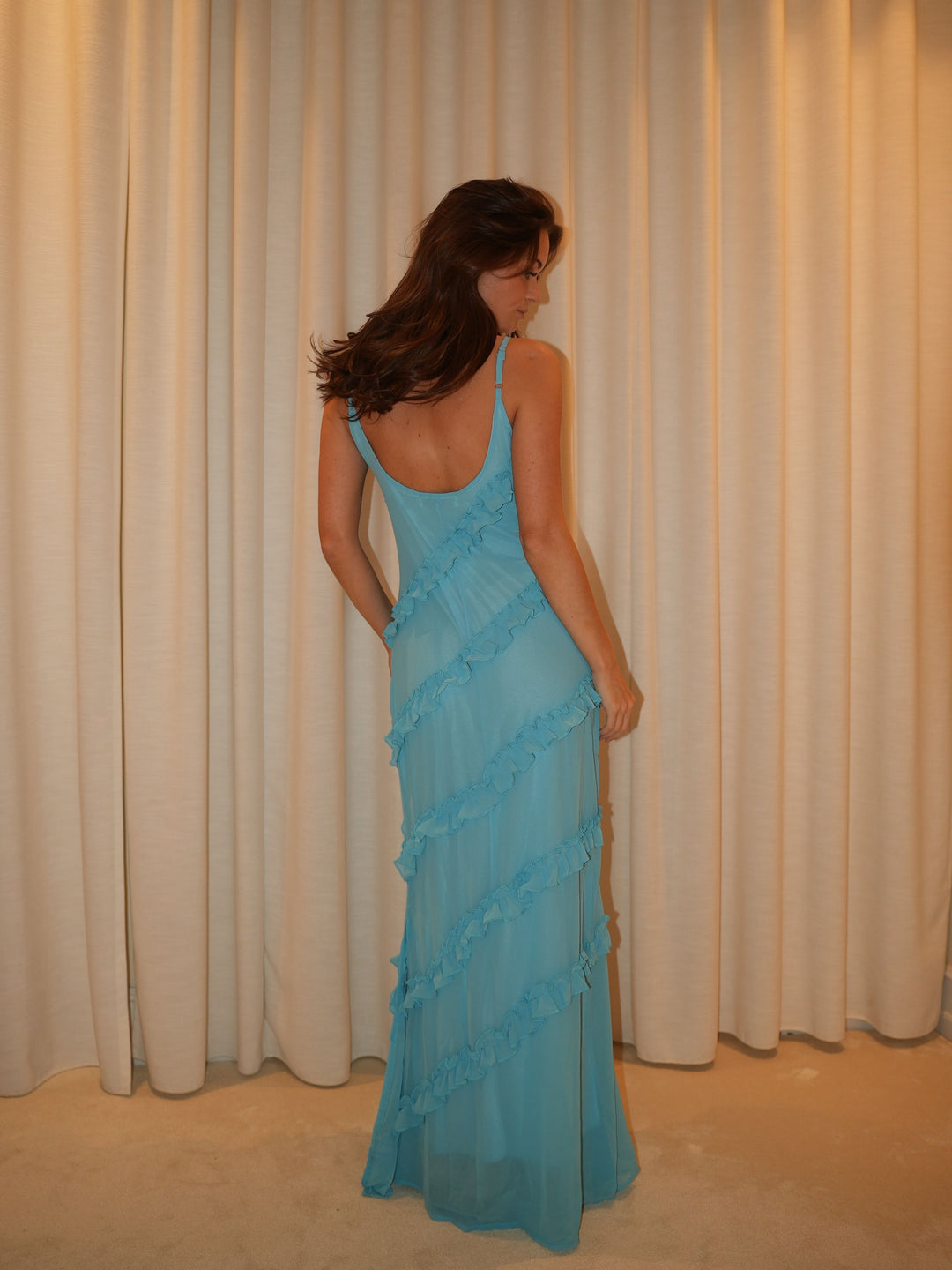 Rie maxi flæse kjole - Blå