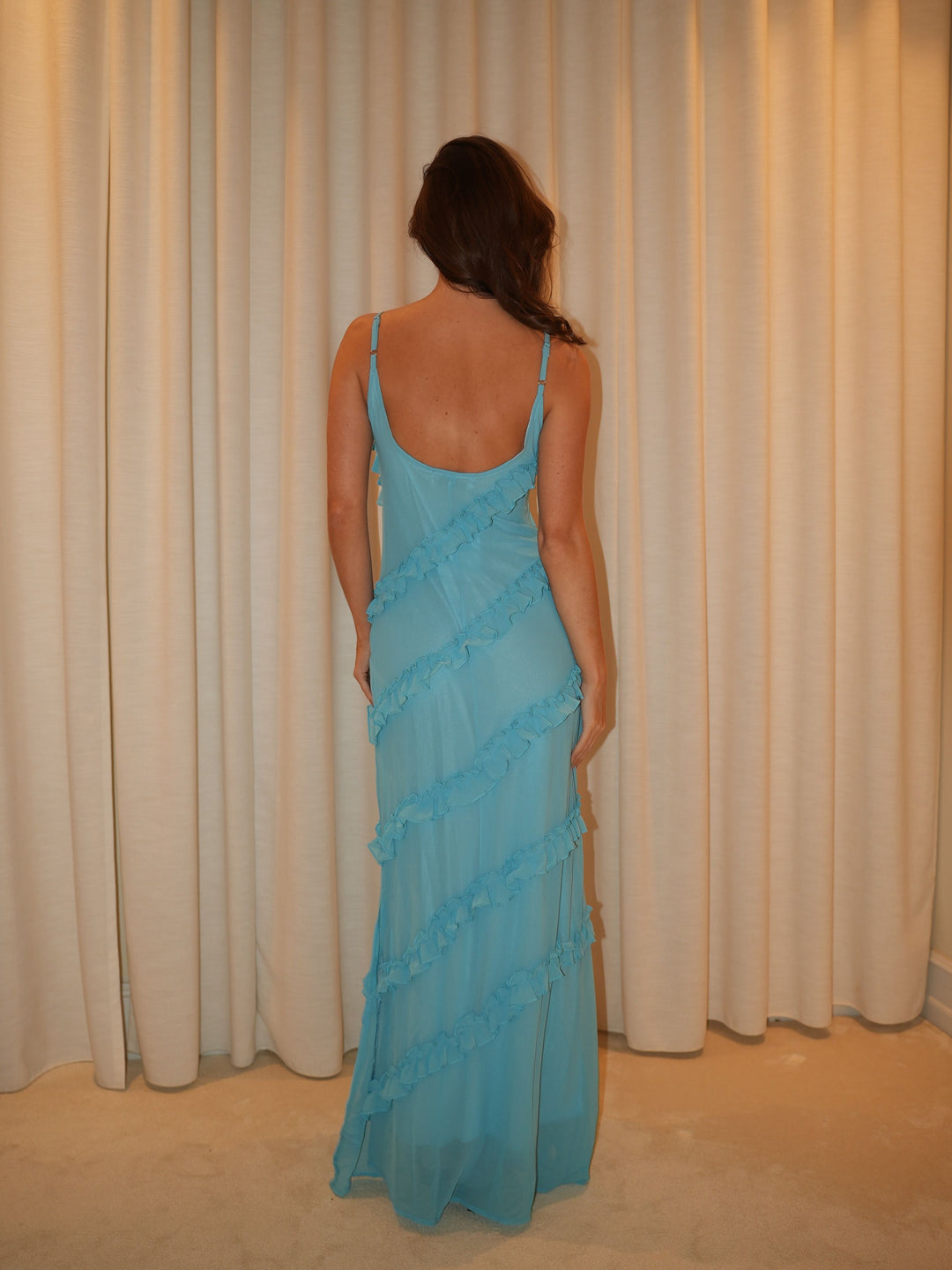 Rie maxi flæse kjole - Blå