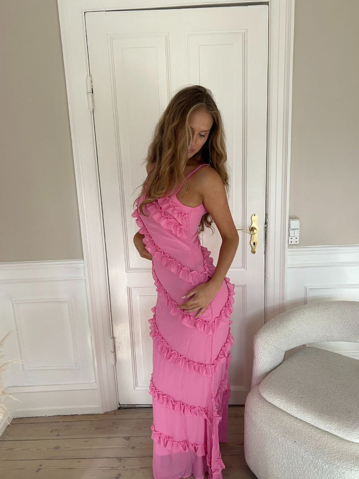 Rie maxi flæse kjole - Pink