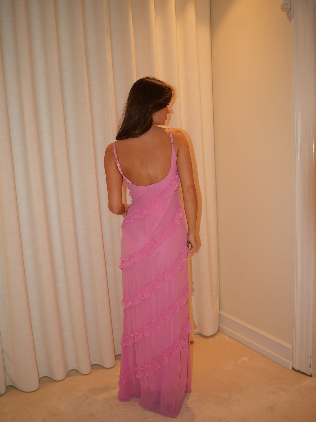 Rie maxi flæse kjole - Pink