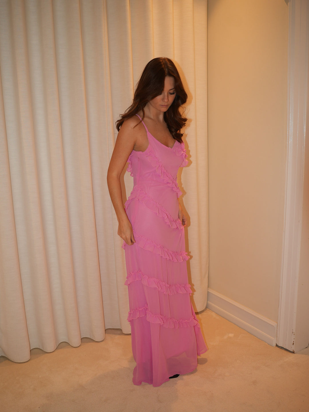 Rie maxi flæse kjole - Pink