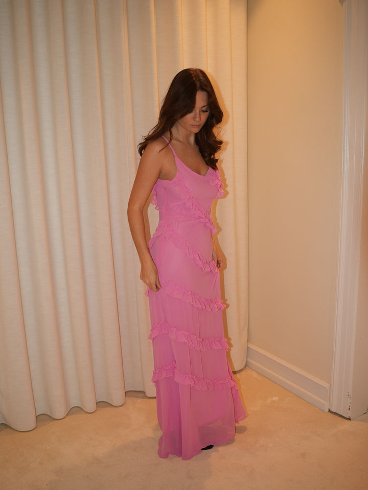 Rie maxi flæse kjole - Pink