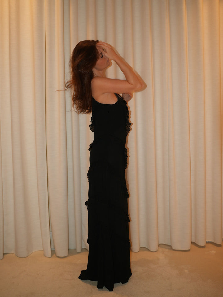 Rie maxi flæse kjole - Sort