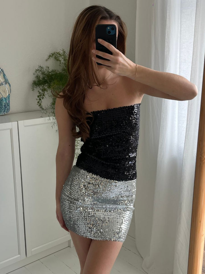 Sigrid glitter top/bund - Sort