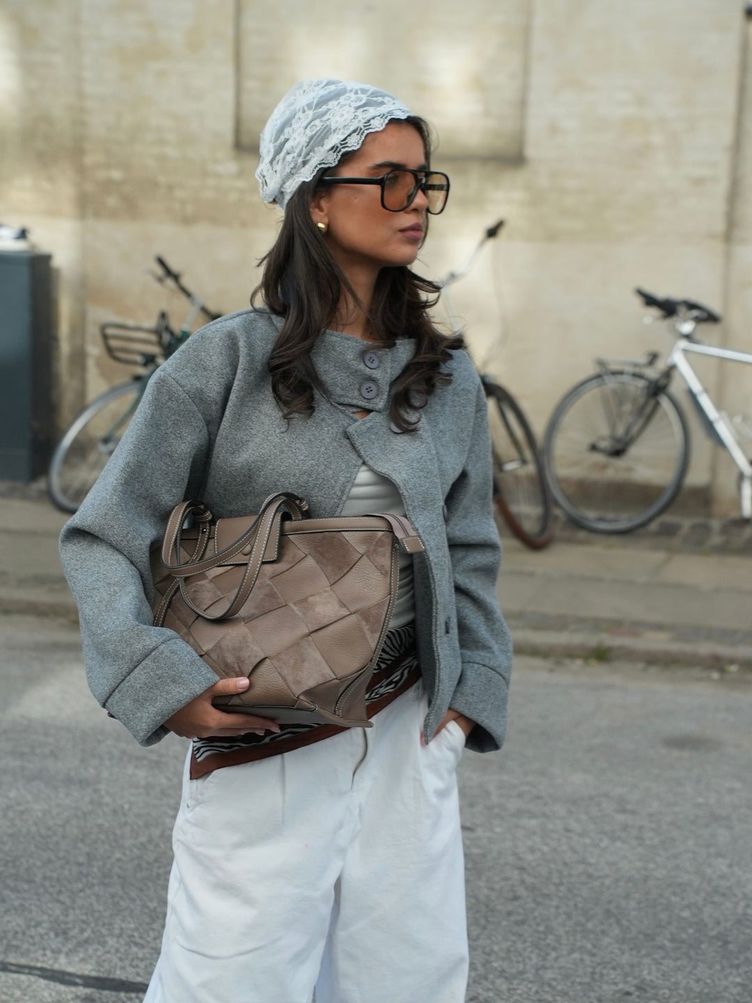 Tilia flettet skuldertaske - Beige