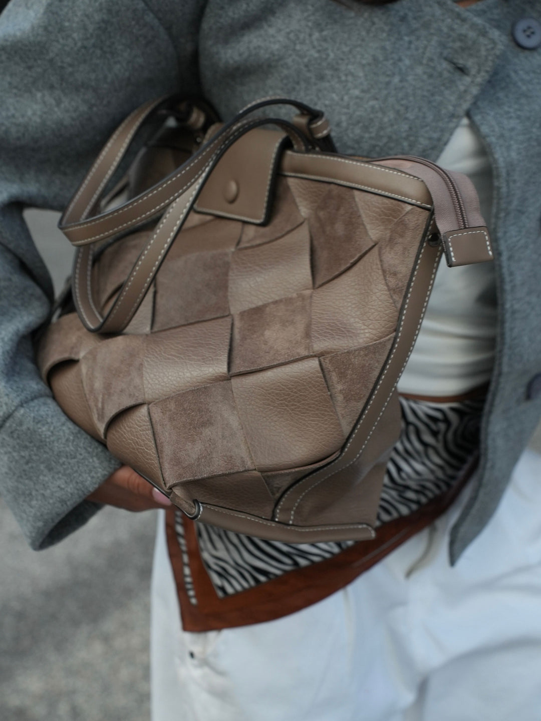 Tilia flettet skuldertaske - Beige