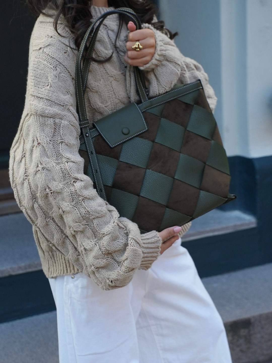 Tilia flettet skuldertaske - Grøn