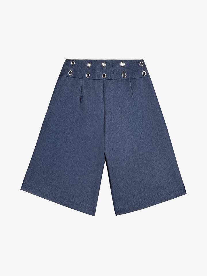 Lara Eyelet Shorts Blå