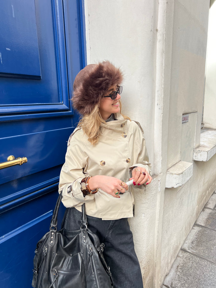 Aria shearling hat - Brun