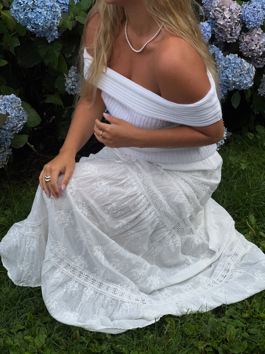 Kaya blonde maxi nederdel - Hvid