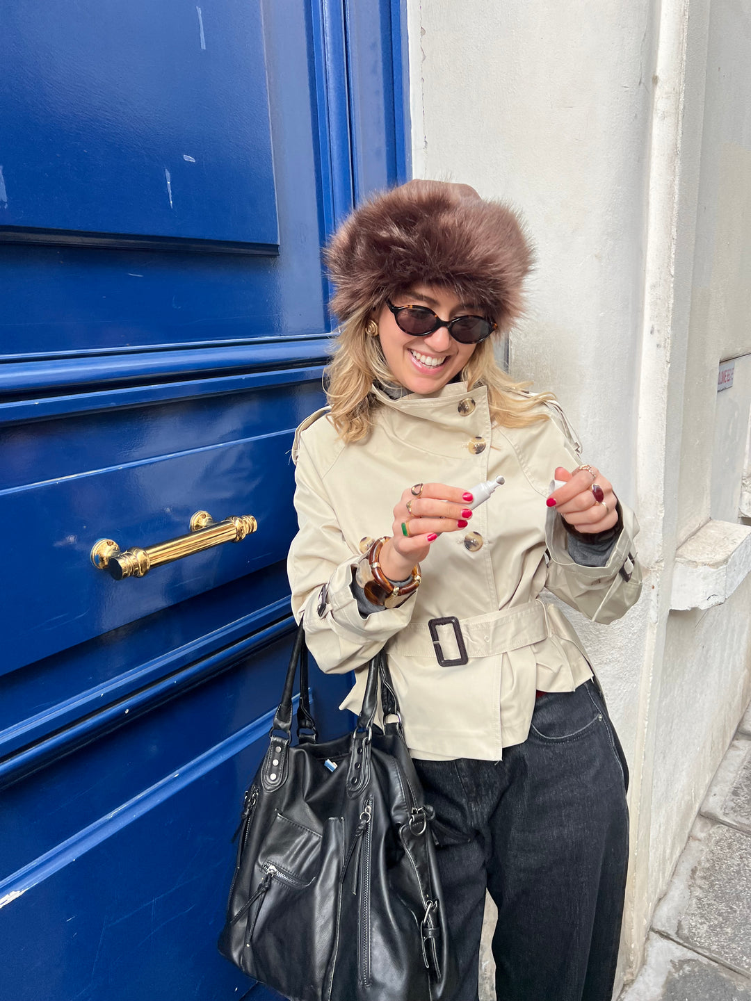 Aria shearling hat - Brun