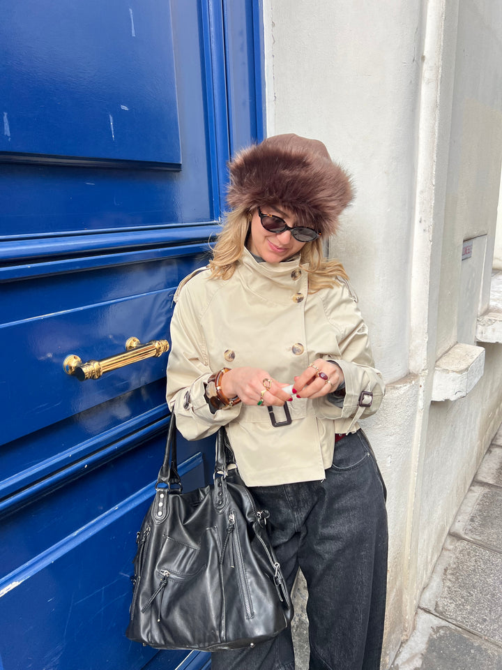 Aria shearling hat - Brun