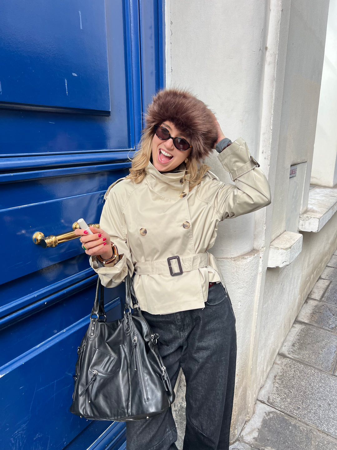 Aria shearling hat - Brun