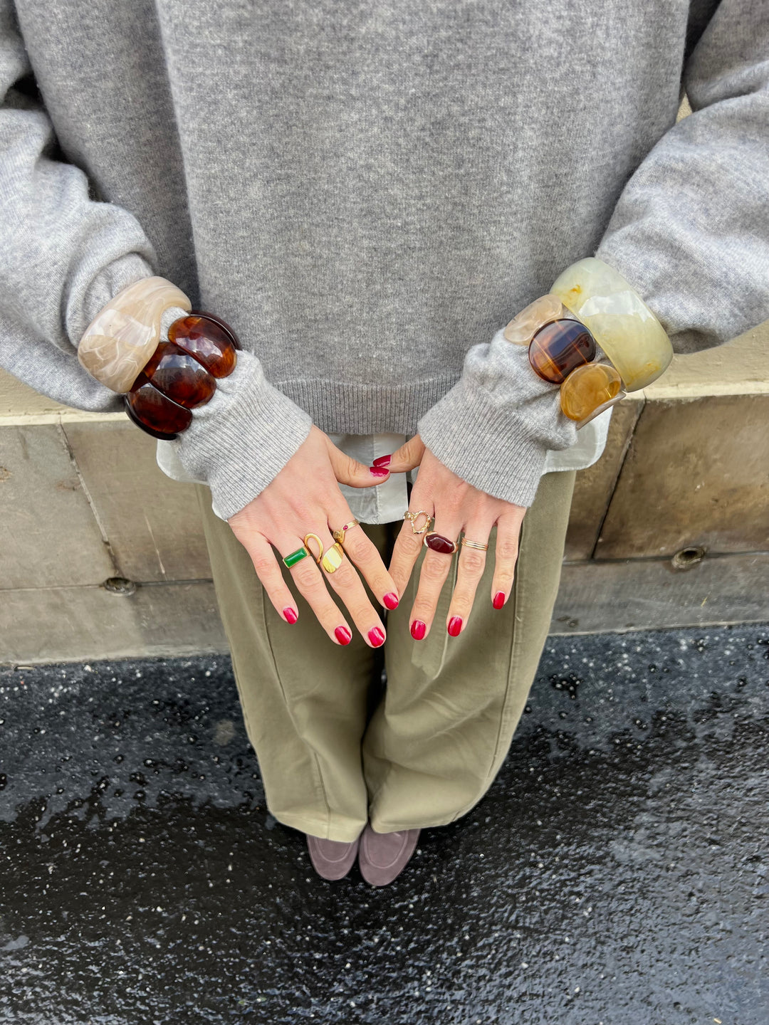 Neo åbent armbånd - Beige